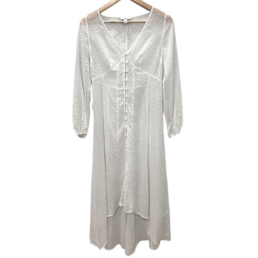 BAR III White Semi Sheer Long Sleeve Cardigan/Maxi Dress Size XS